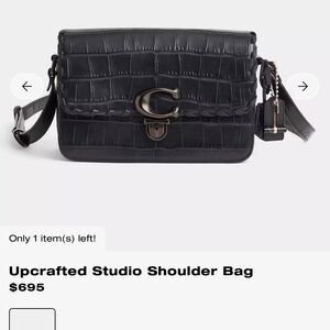 Coach Black Croc-Embossed Shoulder Bag